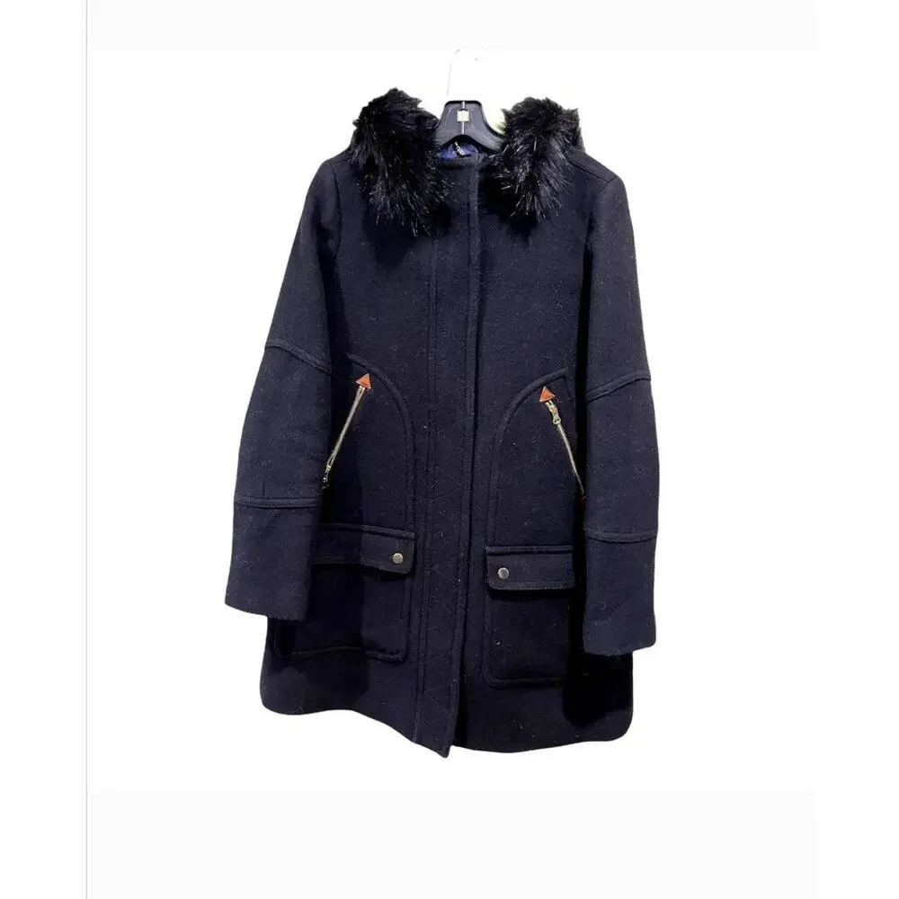 J Crew Chateau Parka Italian 4 4T Tall Black Stadium Cloth Wool J8374 J.Crew - Picture 3 of 8